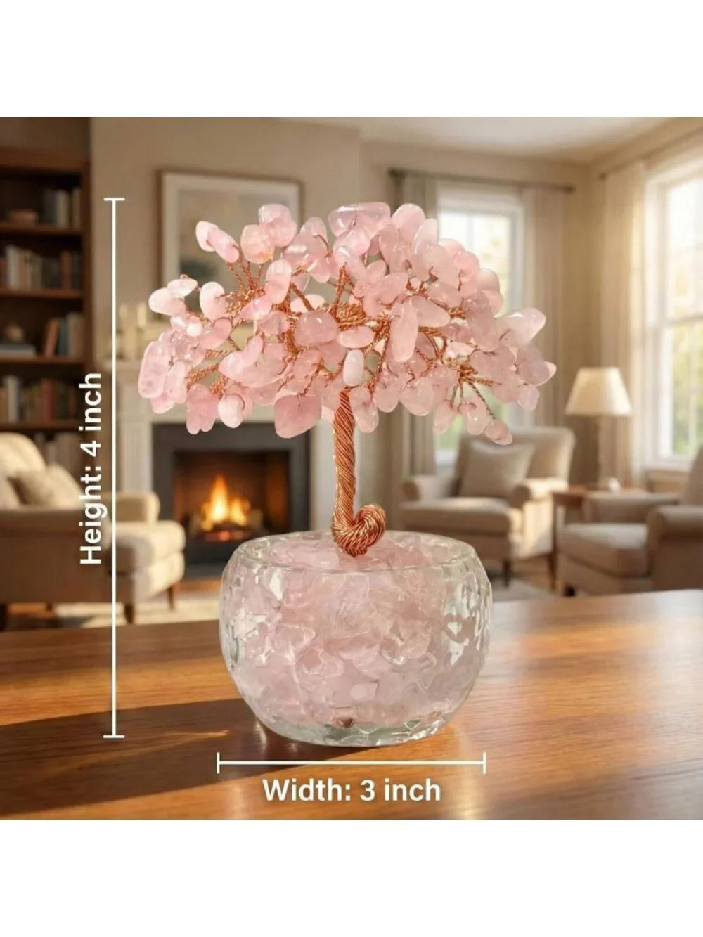 Natural Rose Quartz Tree of Life - Gemstone Bonsai for Healing & Love Decor